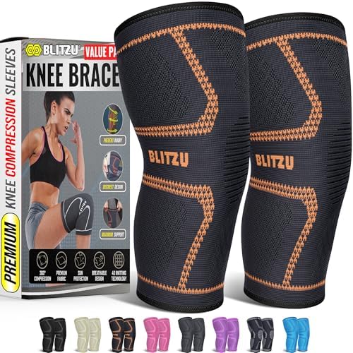 Knee Brace Men & Women, Knee Compression Sleeve Support Wrap Tendonitis S by BLITZU