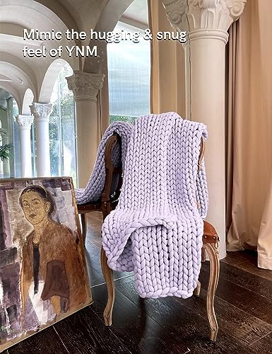 YnM Chunky Throw Blanket, Medium-Weight, Hand Knitted, Skin Friendly, Ventilated and Breathable, Machine Washable, Home Décor Piece for Couch, Sofa and Bed (Iris Lavender, 50x70 Inch) - Image 2