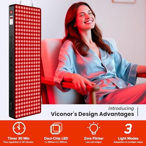 Red Light Therapy for Body, 660nm 850nm Near Infrared Light Therapy Panel, 300 Dual Chip LED Device with 1500W of Power, Ideal for Body, Face, Improve Sleep, Skin Health, Includes Hanging Kit & Handle - Image 2
