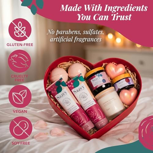 Mom Gifts Set Saavy Naturals - Plant-based Ingredients 9-Piece Spa Gift Set – Body Wash, Scrub & More –, Luxurious Spa Gift Basket for Women & Men – Mothers Day – Bulgarian Rose - Image 6