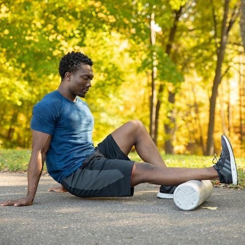 OPTP Silver AXIS Moderately Firm Foam Roller – Round, Silver, 18" x 6" - Image 4