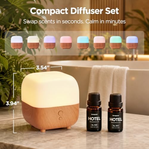 InnoGear 150ml Essential Oil Diffuser 2 Hotel Collection Fragrance Oil Gift - Image 3
