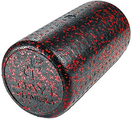 Day 1 Fitness High Density Muscle Foam Rollers - Sports Massage Rollers for Stretching, Physical Therapy, Deep Tissue, Myofascial Release - Ideal for Exercise and Pain Relief - Speckled Red, 12” by Day+1+Fitness