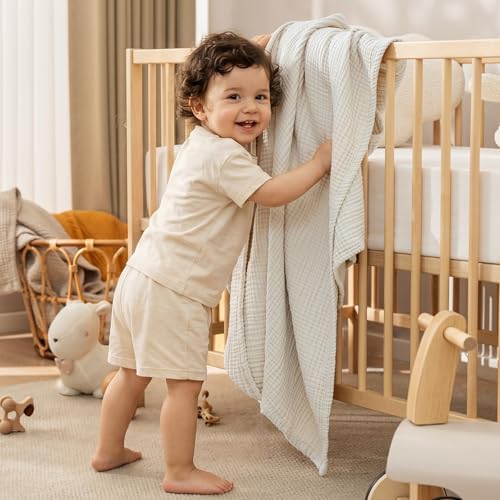 PHF 100% Cotton Muslin Throw Blanket 50" x 60", 4-Layer Lightweight and Breathable Blanket, Luxuriously Soft Gauze Throws for Couch Bed Sofa, Ideal Gift Choice, Oat Milk - Image 6
