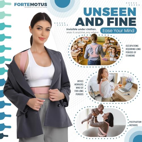 FORTEMOTUS Posture Corrector for Men and Women, Fully Adjustable Back Straightener for Mid, Upper Spine Support, Posture Corrector for Hunchback,Neck, Shoulder, Clavicle and Back Pain Relief Coral - Image 5