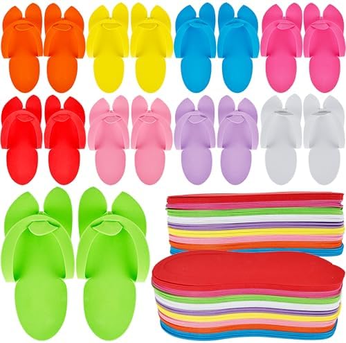 54 Pairs Disposable Pedicure Slippers Foam Disposable Flip Flops Anti Slip Multi Color Foldable Slippers Sandals for Guests Women Bath Nail Salon Spa by Conagel