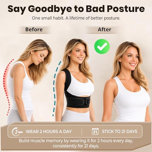 Posture Corrector for Women and Men - Adjustable Back Brace Posture Corrector with Strap - Upper-Lower Clavicle & Full Back Pain Support for Shoulder and Neck - Breathable Spine Straightener - Medium - Image 7