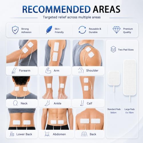 TENS EMS Unit Muscle Stimulator for Pain Relief,5-in-1 & 80 Modes 4 Channel 30 Intensity Electronic Pulse Massager,Large Color LCD Display with 16 Electrode Pads for Shoulder,Neck,Back,Sciatica - Image 6