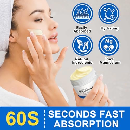 Magnesium Cream for Muscle & Joint Support – Nighttime Magnesium Lotion with Zechstein Magnesium, Moisturizing Body Cream, Fast Absorption, Apply to Arms, Legs & Feet – 90g - Image 3