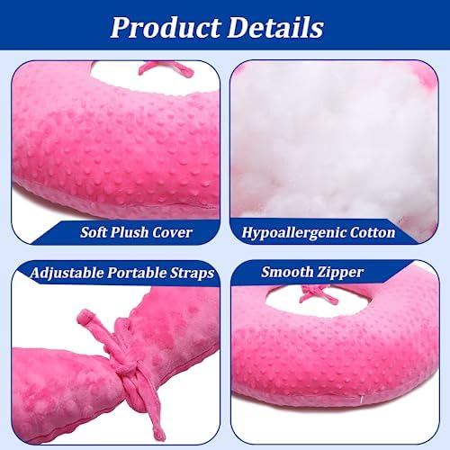 BBL Pillow After Surgery for Butt Sleeping, Brazilian Butt Lift Pillow Post Surgery Recovery for Sitting Sleeping Driving Donut Pillow for Woman Lumbar Back Cushion Seat Foam (Pink Dot) - Image 3
