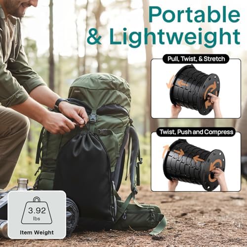 SereneLife Foldable Toilet Seat for Camping, Adjustable Height Portable Travel Potty with Lid, Carry Bag, Non-Slip Base, 331 lbs Capacity + 3-Pack Flushable Wipes, for Car, Hiking, Outdoor Use, Black - Image 3