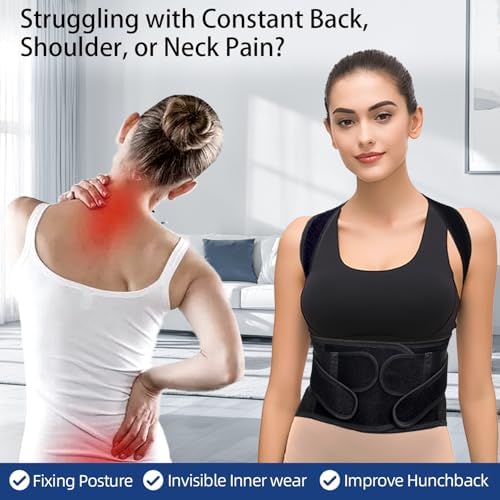 Upgraded Posture Corrector for Women & Men, Back Brace for Upper/Lower Back Pain, Herniated Disc, Sciatica,Adjustable Support & Bionic Panel L (34"-38") - Image 3