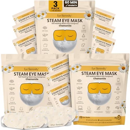 Eye Serenity Steam Eye Mask, Heated Eye Mask Fast Relief for Stye Chamomile by LureEssentials