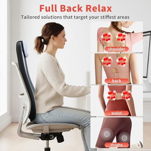 Shiatsu Back Massager with Heat & Cooling, Kneading Rolling Vibration Chair Massager for Deep Tissue Pain Relief, Massage Chair Pad for Home & Office - Image 5