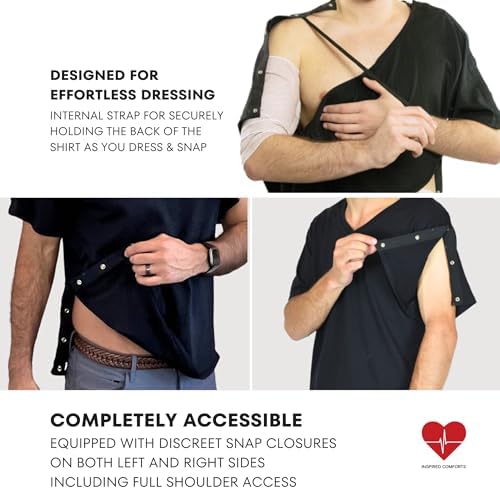 Inspired Comforts Unisex Post Surgery & Rehab V Neck Dual Access Snap Shirt - Image 2