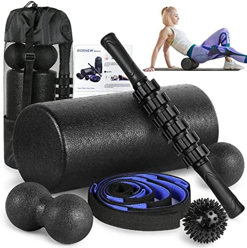 Foam Roller Set - High Density Back Roller, Muscle Roller Stick by BORNEW