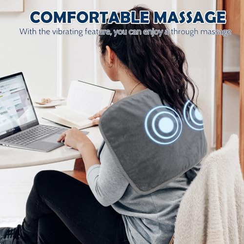 DAILYLIFF Massage Heating Pad, 12"x 24" Electric Heated Pads with Massager, 4 Massage Modes, 6 Heat Settings, 24 Relaxing Combinations, Auto-Shut Off, Charcoal - Image 4