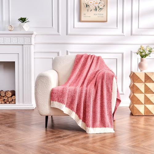 CozeCube Reversible Knitted Throw Blanket, Red White Melange 60"x80" - Image 2