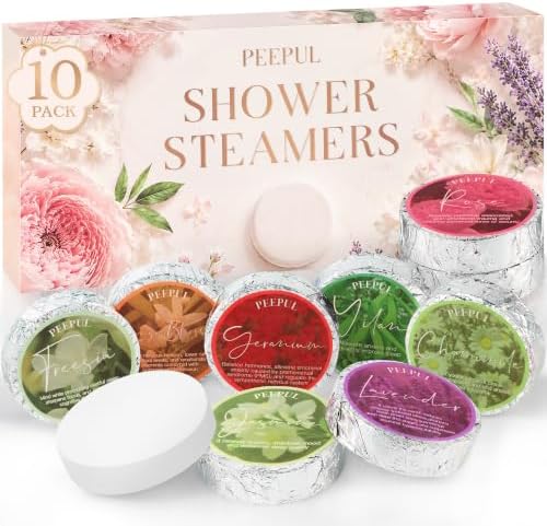 Shower Steamers Aromatherapy Birthday Gifts for Women - 10 Pack,Gifts for Wife Mothers Daughter Sister Stress Relief & Deep Relaxation Self Care Home Spa Essential (Multiple Colors) by PEEPUL