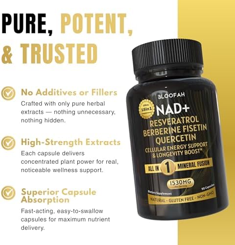 NAD+ Supplement 1530mg - Nicotinamide Riboside with Resveratrol 18 in 1 Herbal Supplement + Green Tea for Women & Men – Cellular Energy, Healthy Aging Support | 90 Vegan Capsules - Image 7