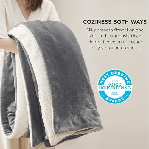 Bedsure GentleSoft Sherpa Fleece King Blankets for Bed, Non-Heated, Thick and Warm Throw for Women and Men, Soft Fuzzy Plush King Blanket for Winter, Grey, 108x90 Inches - Image 5