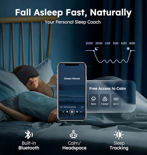 Luxury Bluetooth 5.4 Sleep Mask for Adults - Ice Fiber Cooling & HD Sound, 100% Light Blocking Adjustable Eye Cover for Travel & Side Sleepers - Soft Sleep Headphones with 10H Playtime - Image 6