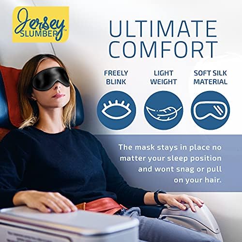 Silk Sleep Eye Mask for Men Women, Comfortable Super Soft Eye Mask with Adjustable Strap, 100% Pure Silk, Blocks Light, Jersey Slumber (Black, 1 Count (Pack of 2)) - Image 4