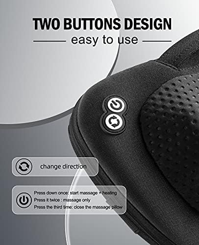 VIKTOR JURGEN Back Massager Neck Massager with Heat, Massage Pillow Gifts for Mothers Day & Fathers Day, Electric Shiatsu Shoulder Massager, Deep Kneading Massager for Back Pain, Neck Pain - Image 3