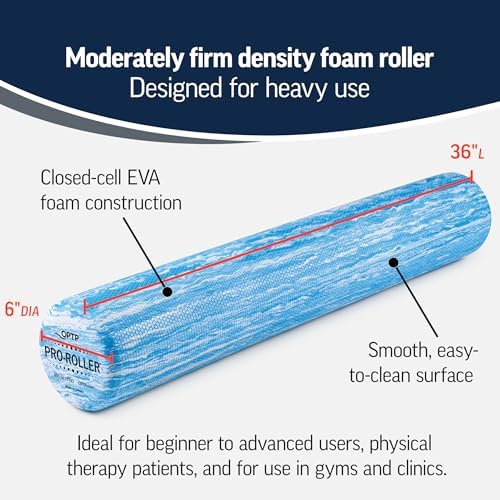 OPTP PRO-ROLLER Standard Density Foam Roller – Round, Blue, 36" x 6" - Image 3