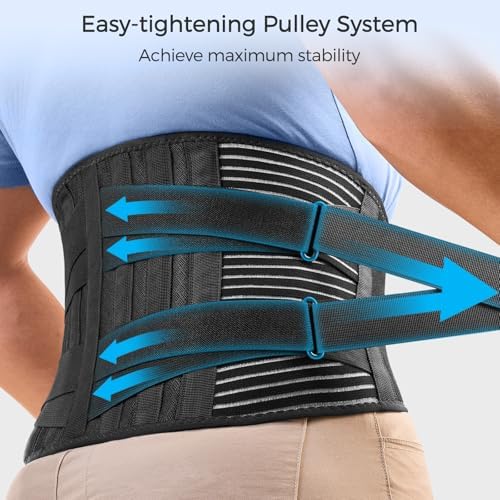FREETOO Back Braces for Lower Back Pain Relief with 6 Stays, Breathable Back Support Belt for Men/Women for work, Anti-skid lumbar support belt with 16-hole Mesh for sciatica(Waist Size:45.3''-55'') - Image 6