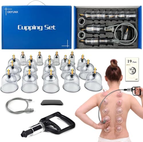 DEFUNX Cupping Set, 19 Cups Cupping Kit for Massage Therapy, Cupping Therapy Set with Pump for Back Massage, Pain Relief, Physical Therapy by DEFUNX