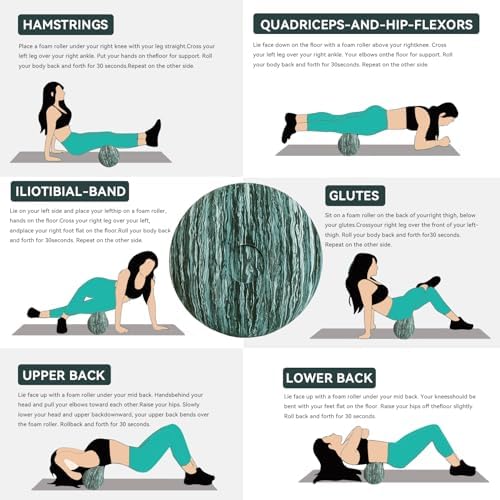 High-Density Foam Roller for Deep Muscle Massage of Legs & Back, Releases Muscle Pain, Pilates Fitness Yoga Pillar （Green Wave） - Image 5