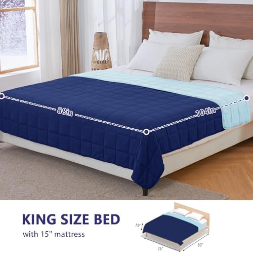 yescool Weighted Blanket for Adults (30 lbs, 88” x 104”, Navy & Blue) Cooling Heavy Blanket for Sleeping Perfect for 290-310 lbs, King Size Breathable Blanket with Premium Glass Bead - Image 3