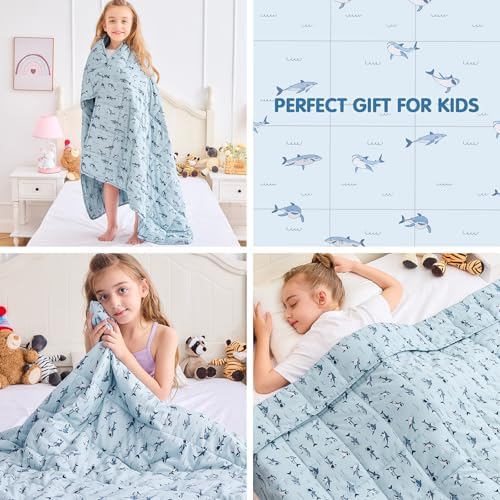 yescool Shark Weighted Blanket 3 Pounds Cooling Weighted Lap Blanket, Heavy Blankets, Weighted Throw Blanket Gifts for 20-40lbs, 36"x48" - Image 5
