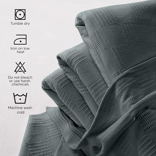 Utopia Bedding 100% Cotton Thermal Blanket Smoke Gray Full, 90x84 Inches - Image 6