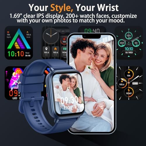 Smart Watch Fitness Tracker for Men Women, Answer/Make Call, 1000 mAh Battery, 120+ Sport Modes, Step Counter, Sleep Monitor Fitness Watch, Smartwatch for Android iPhone iOS (Blue) - Image 6