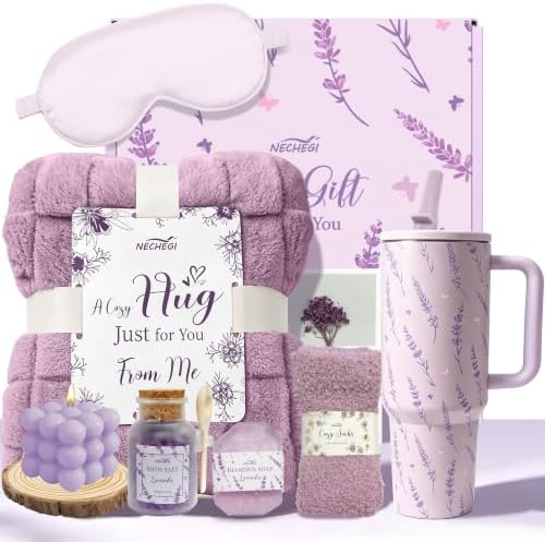 Birthday Gift Basket for Women, NECHEGI Luxury Spa Gift Set for Her by NECHEGI