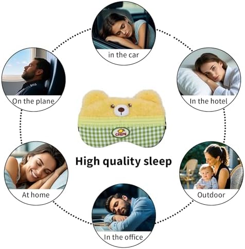 PERFECTSIGHT Sleep Eye Masks, Cute Plush Sleep Eye Cover Lightweight Adjustable Eyeshade Faux Fur Mask Cover for Women Men Kids Sleep Travel Nap, Cake Bear - Image 6