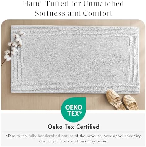 Madison Park Splendor Reversible 100% Cotton Tufted Bathroom Rug-3000 GSM Hotel Quality Luxurious Plush Medium Pile Bath Mat Absorbent, Quick Dry, Shower Room Décor, 21x34, Grey (Pack of 4) - Image 4