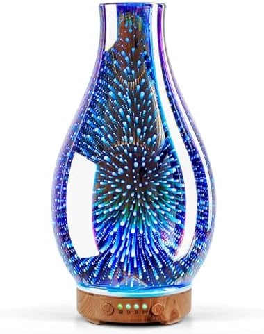 Porseme Essential Oil Diffuser 3D Glass Aromatherapy Ultrasonic Humidifier Cool Mist, Auto Shut-Off, Timer Setting, BPA Free for Home Office Hotel Yoga Gym Leisure SPA Gift 100ml by Porseme