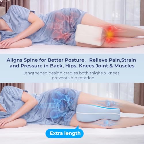 13" Extended-Length Knee Pillow for Side Sleepers with Full Thigh Support - Image 2