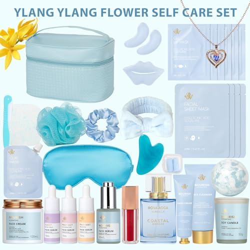 33 Pcs Mother's Day Gift, Hydrating Skin Care Set for Women, Spa & Self Care Gift, Bath & Body Gift Basket Set for Women, Cosmetic Bag, Necklace, Christmas, Birthday, Anniversary, Wife - Image 2