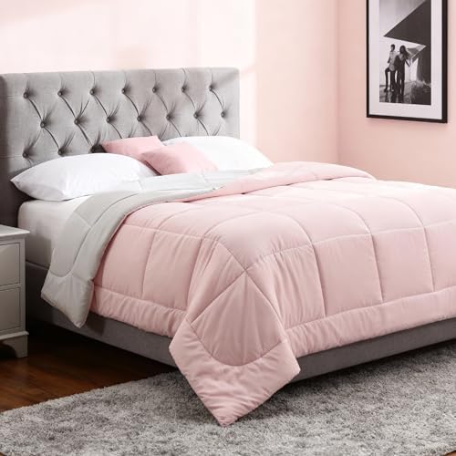 Bedsure Comforters Queen Size - Duvet Insert Contrast Down Alternative Comforter Quilted All Season Duvet with 8 Tabs, Machine Washable, Gifts for Women, Pink/Grey, Queen 88 x 88 Inches by Unknown
