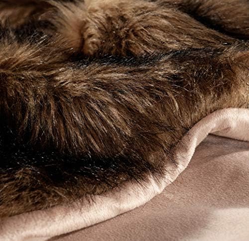 Luxury Plush Faux Fur Throw Blanket, Long Pile Brown with Black Tipped Blanket, Super Warm, Fuzzy, Elegant, Fluffy Decoration Blanket Scarf for Sofa, Armchair, Couch and Bed, 60''x 80'' - Image 3