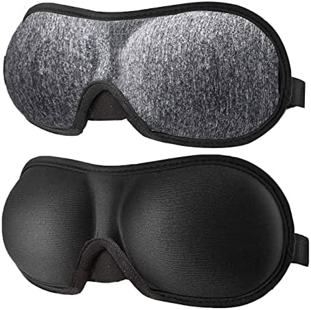 3D Eye mask for Sleeping,Machine Washable, Sleep Mask for Women, Blinder Blindfold Airplane(Black+Gray) by REEBENT