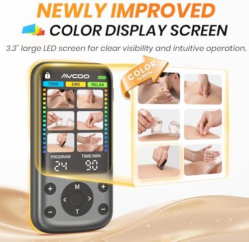 AVCOO Color Screen 24 Modes TENS Unit Muscle Stimulator for Pain Relief - Image 3