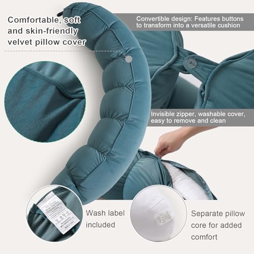 Peallow(Pat. Pend) – Long Round Body Pillow for Adults, Bolster Pillow for Sleeping, Soft and Supportive Pillow for Sleeping & Lumbar Support (Slate Blue,59") - Image 4