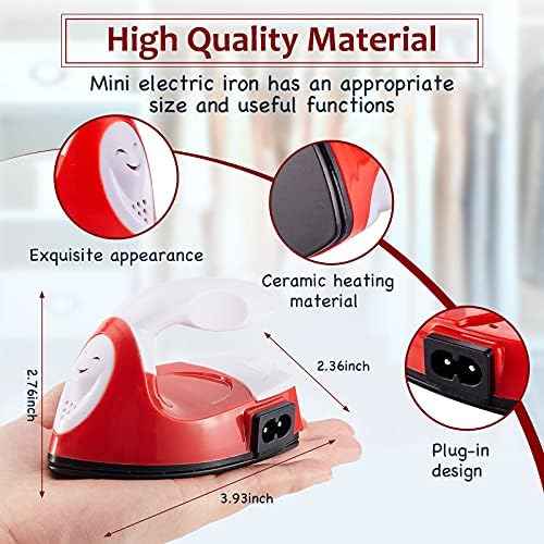 Honoson Mini Craft Iron Mini Heat Press Small Iron 3.93 x 2.36 x 2.76 in Portable Handy Tiny Flatiron with Charging Base Accessory for Fuse Bead Patch DIY Heat Transfer Vinyl(Red) - Image 2