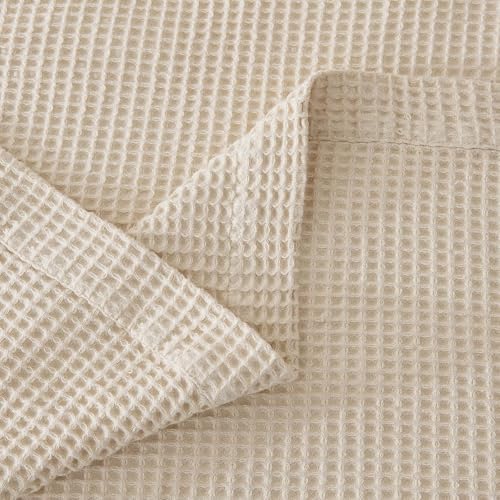 100% Cotton Taupe Blanket Twin Size for Bed - Breathable and Soft, Waffle Weave for Summer Spring, 90x66 Inches (Oatmeal) - Image 4