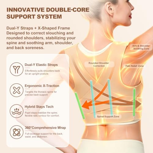 Invisible Posture Corrector for Women Lightweight Adjustable Back Brace for & Upper Back Shoulder Neck Pain Relief - Improve Posture Correct Hunchback Slouching Spine Corrector Under Clothes Large - Image 2